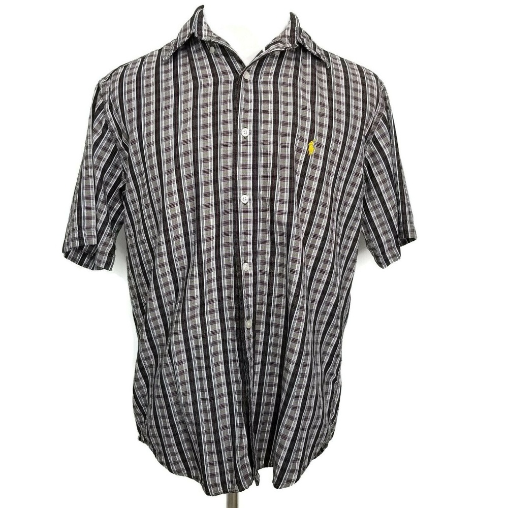 Polo Ralph Lauren M Medium Shirt Plaid Black White